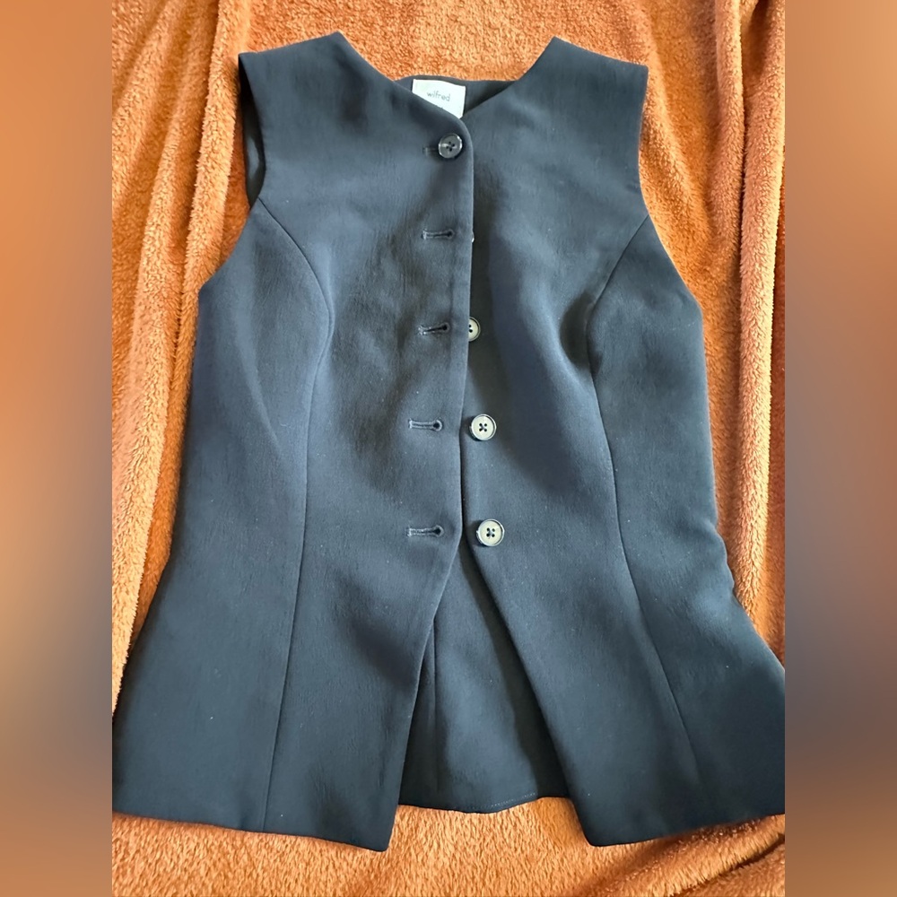 Aritzia Wilfred Black Sleeveless Button-Front Vest